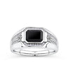 0.15ct TDW Onyx & Diamond Bezel Set Signet Ring in 9ct White Gold