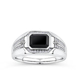 0.15ct TDW Onyx & Diamond Bezel Set Signet Ring in 9ct White Gold
