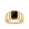 Onyx & Diamond Bezel Set Signet Ring in 9ct Yellow Gold