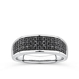 0.75ct TDW Black Diamond Pave Signet Ring in 9ct White Gold