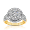 Halo Shape Diamond Dress Ring in 9ct Yellow Gold TGW 1.25ct