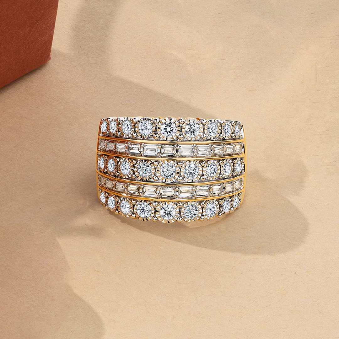1.00ct TW Diamond Cluster Dress Ring in 9ct Yellow Gold