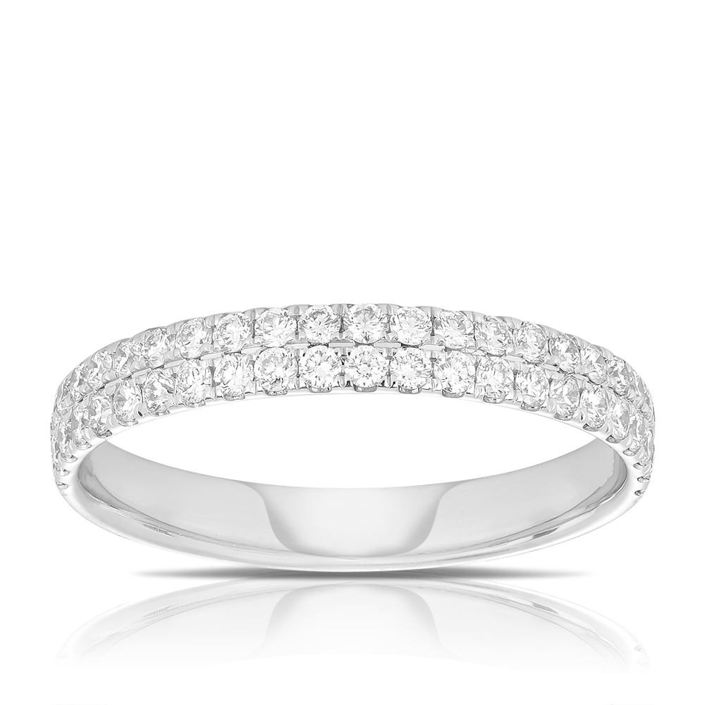 Diamond Double Row Band in 18ct White Gold TGW 0.50ct
