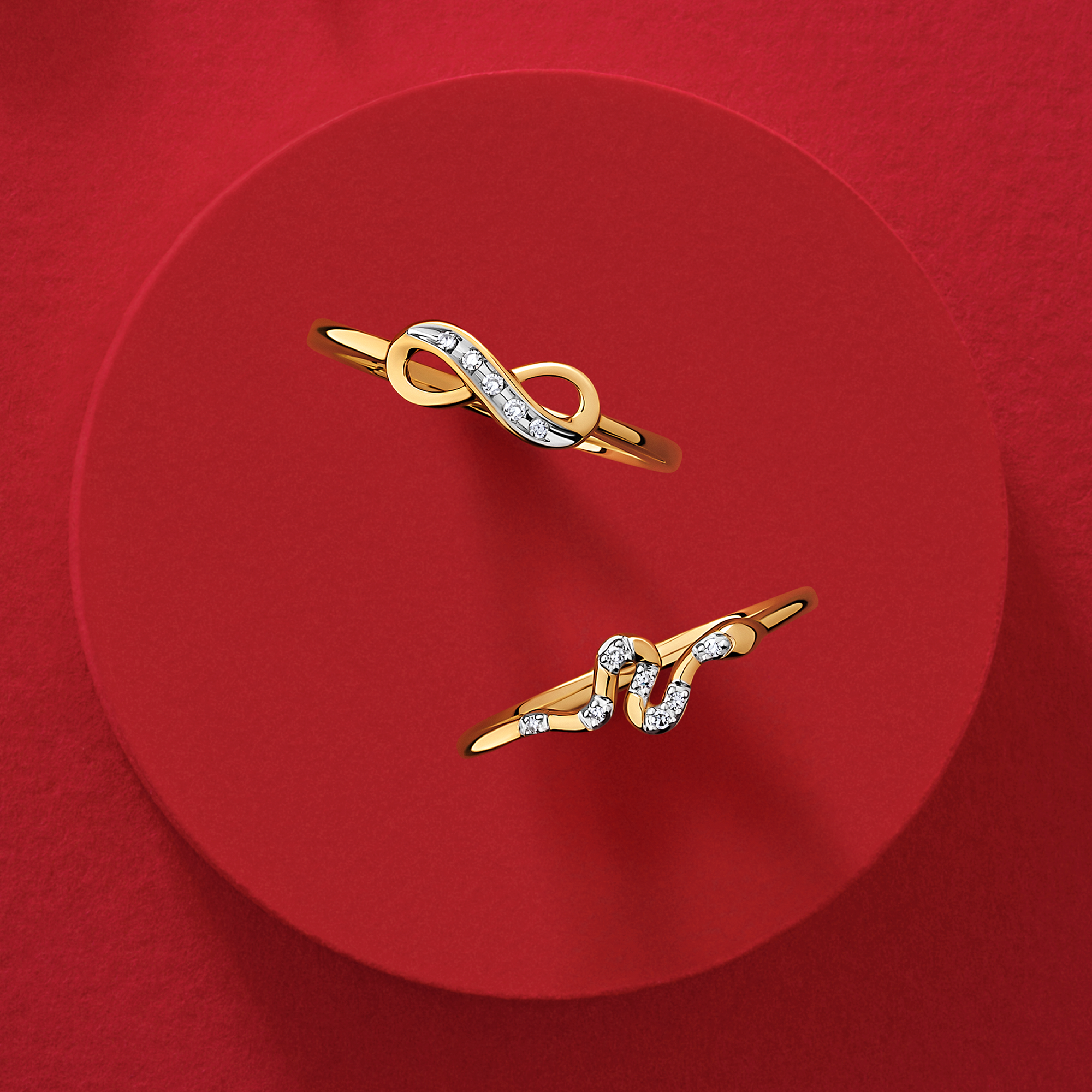 Diamond Snake Ring in 9ct Yellow Gold