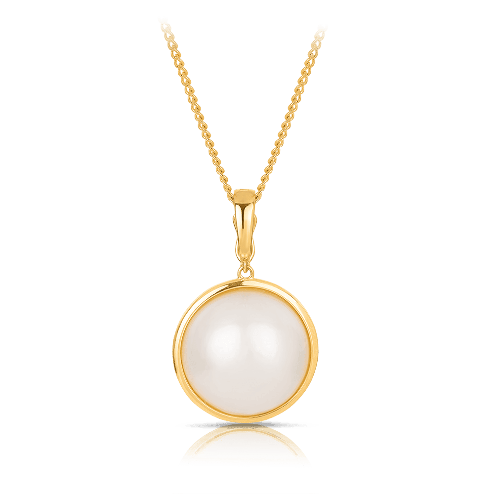 15mm Mabe Pearl Pendant in 9ct Yellow Gold - Wallace Bishop