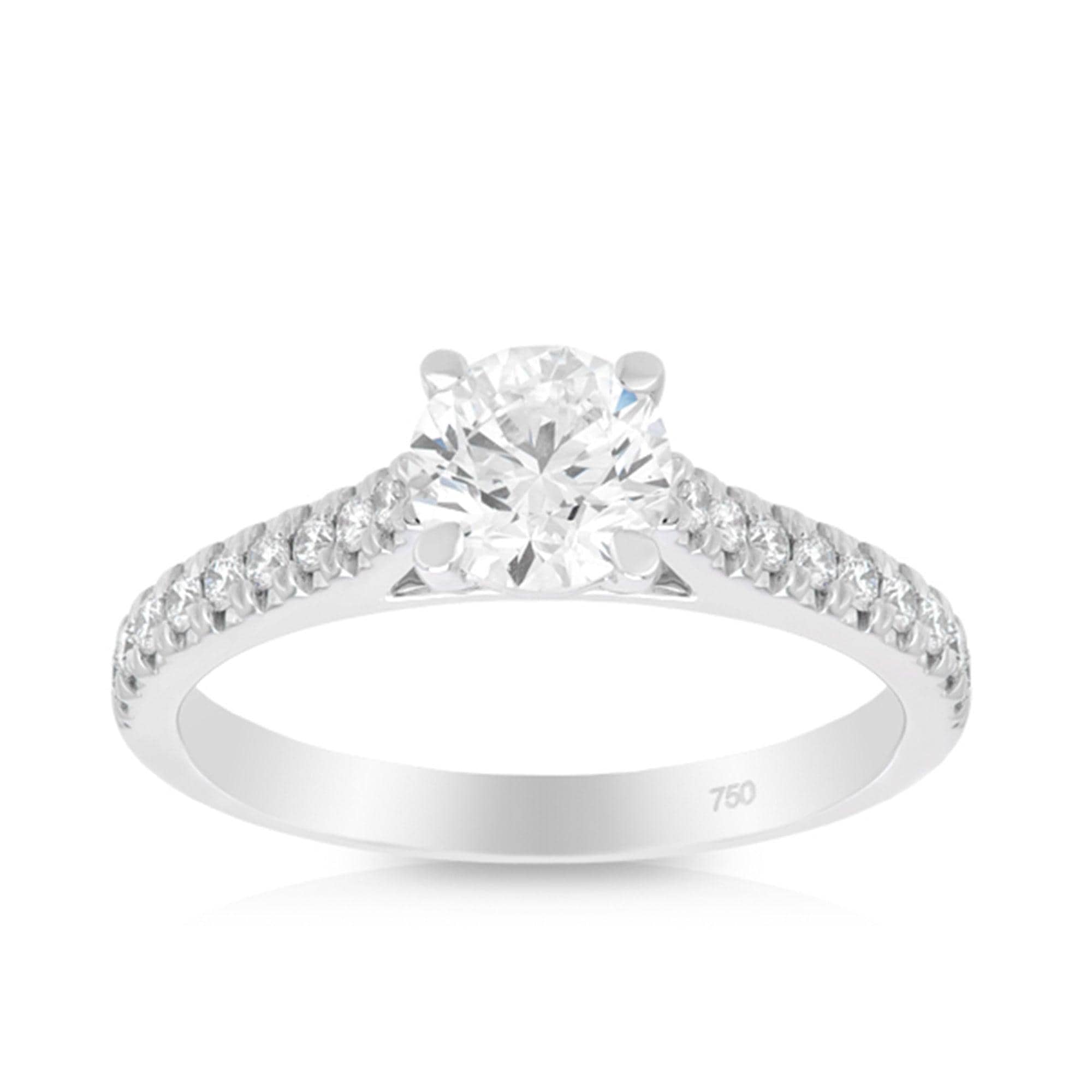 1.24ct TW Round Brilliant Cut Diamond Engagement Ring in 18ct White Gold