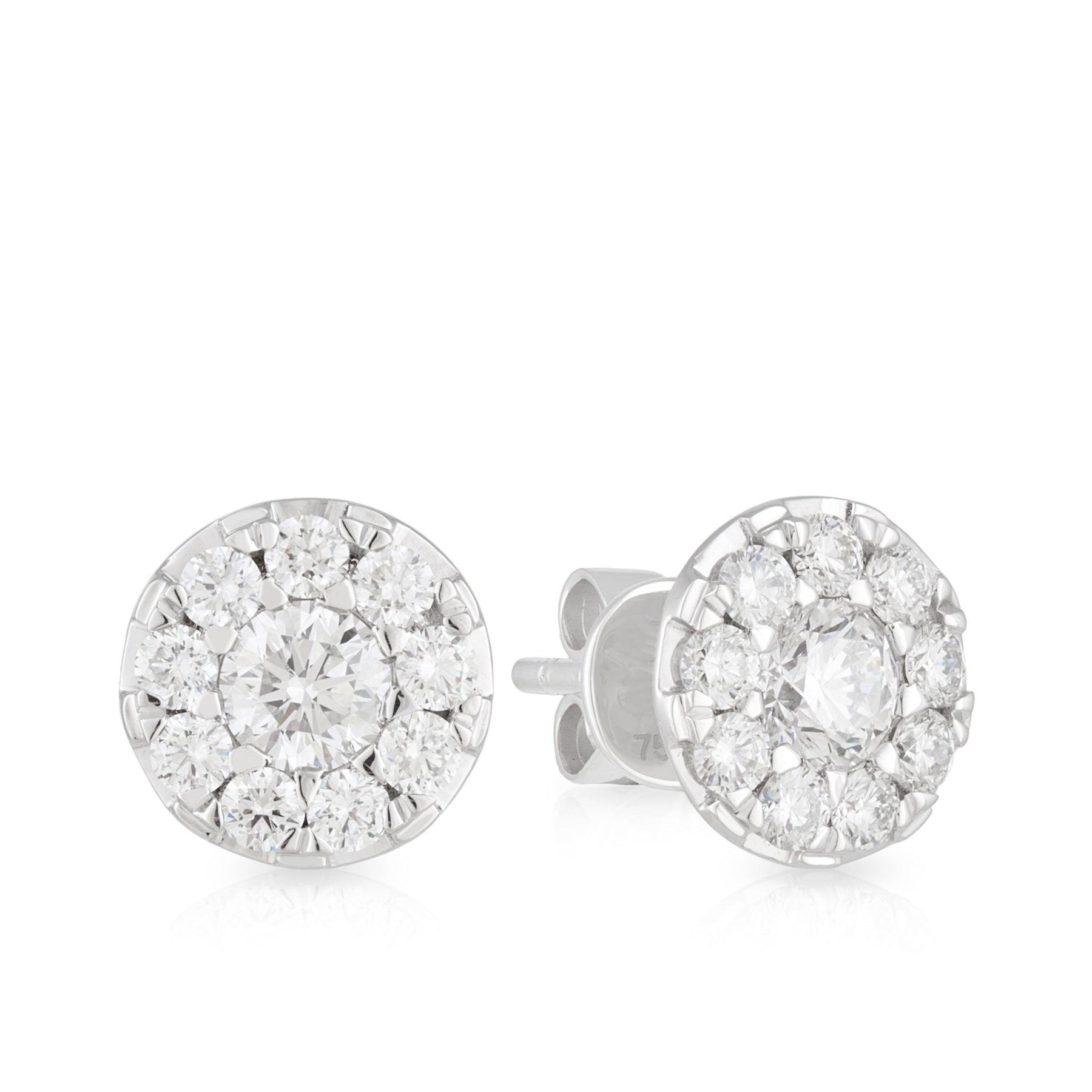 18ct White Gold Round Brilliant Cut Diamond Earring - Wallace Bishop