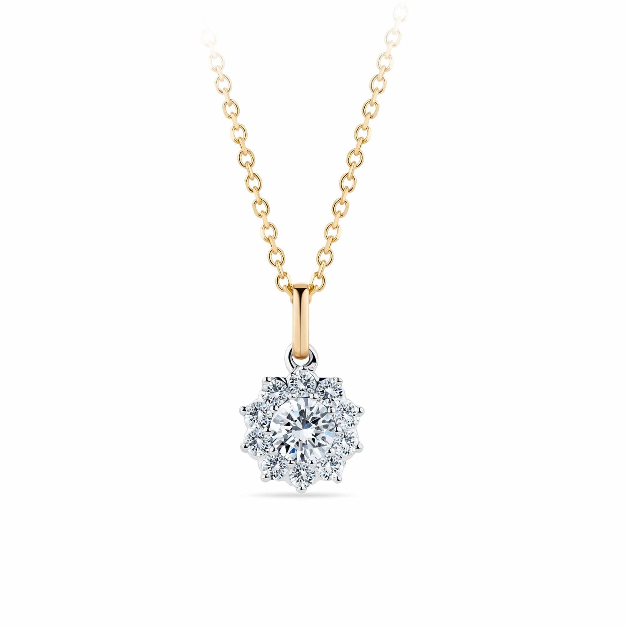 1917™ 0.34ct TW Diamond Flower Halo Pendant in 18ct White and Yellow