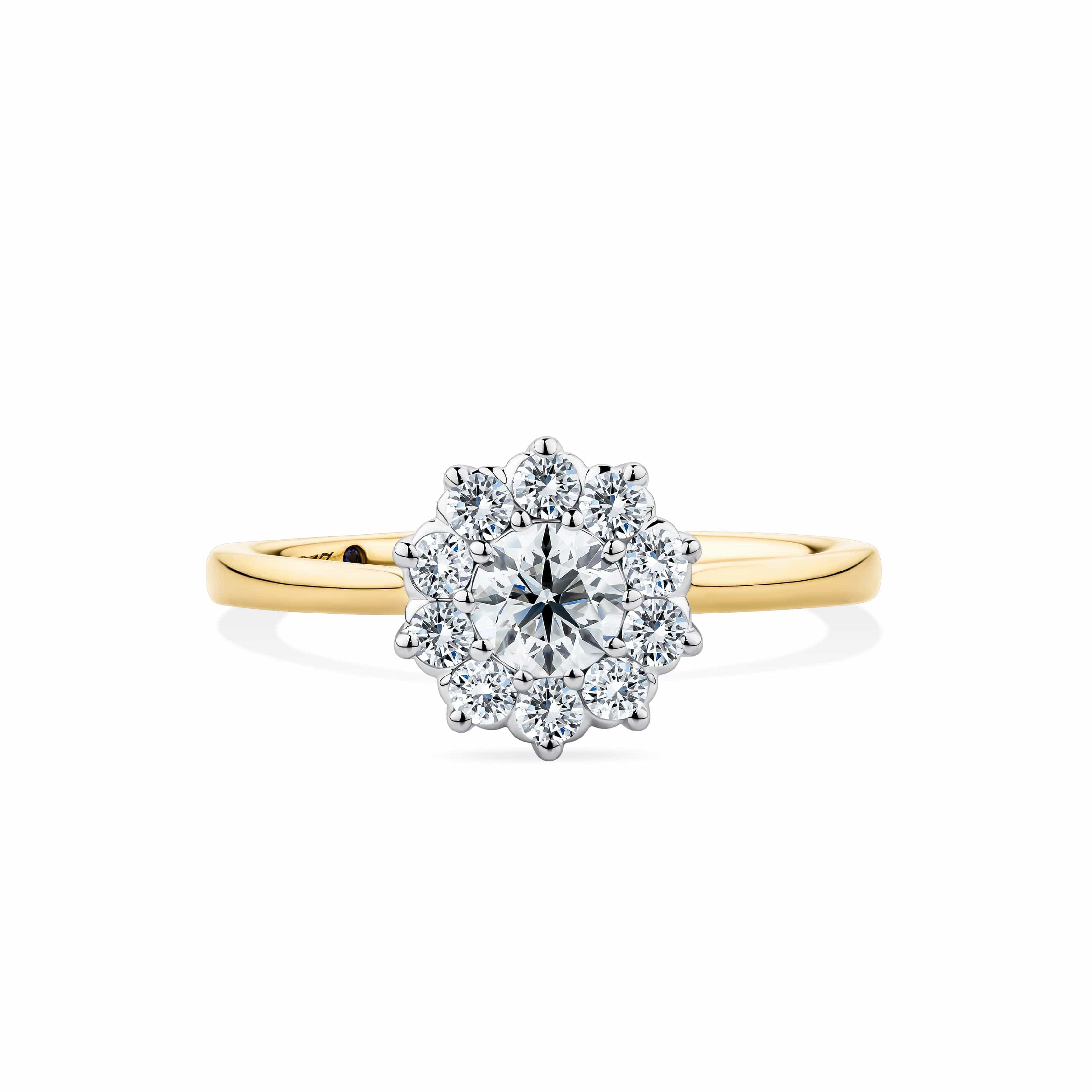 1917™ 0.56ct TW Diamond Flower Halo Engagement Ring in 18ct Yellow and White