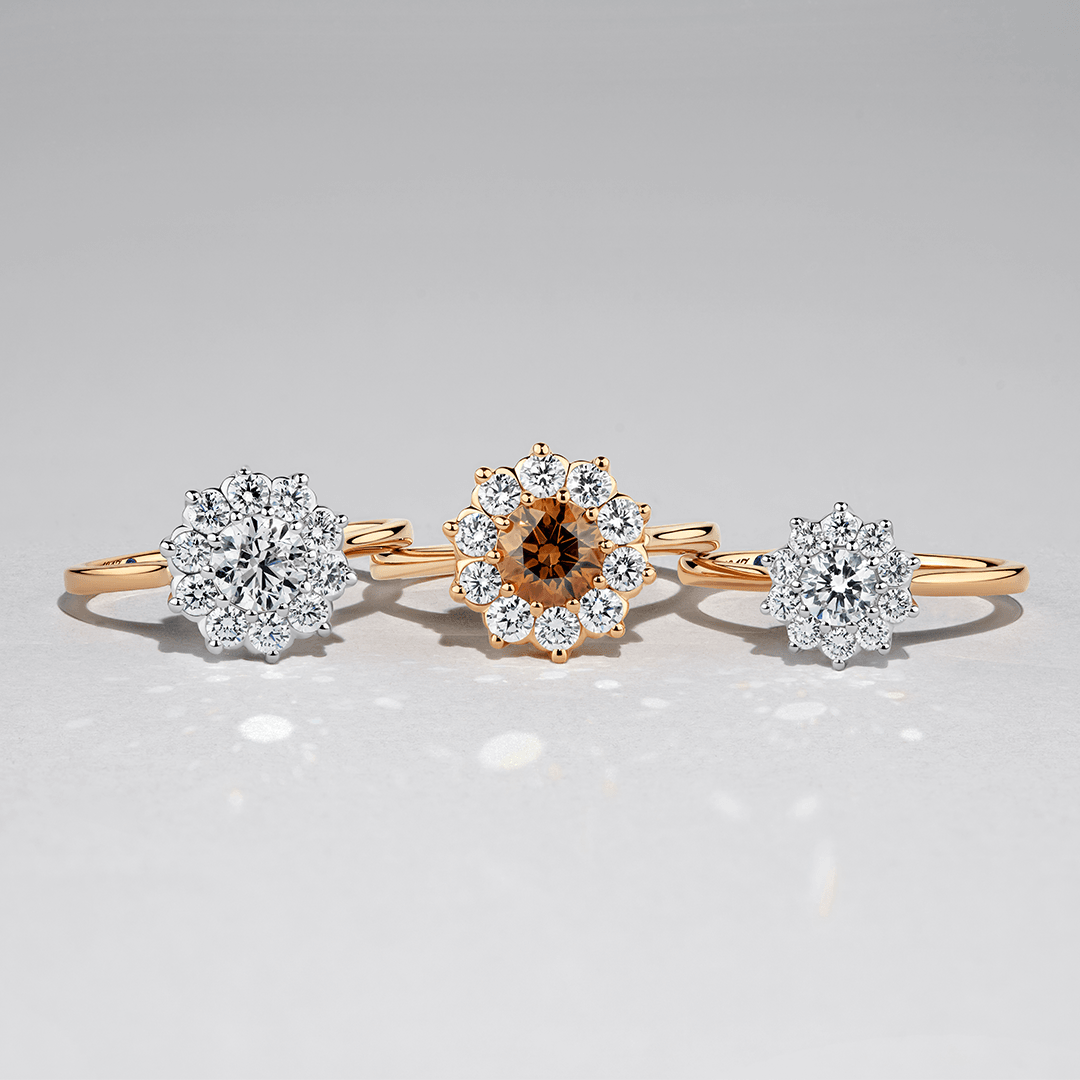 1917™ 1.08ct TW Diamond Flower Halo Engagement Ring in 18ct Yellow and White Gold - Wallace Bishop