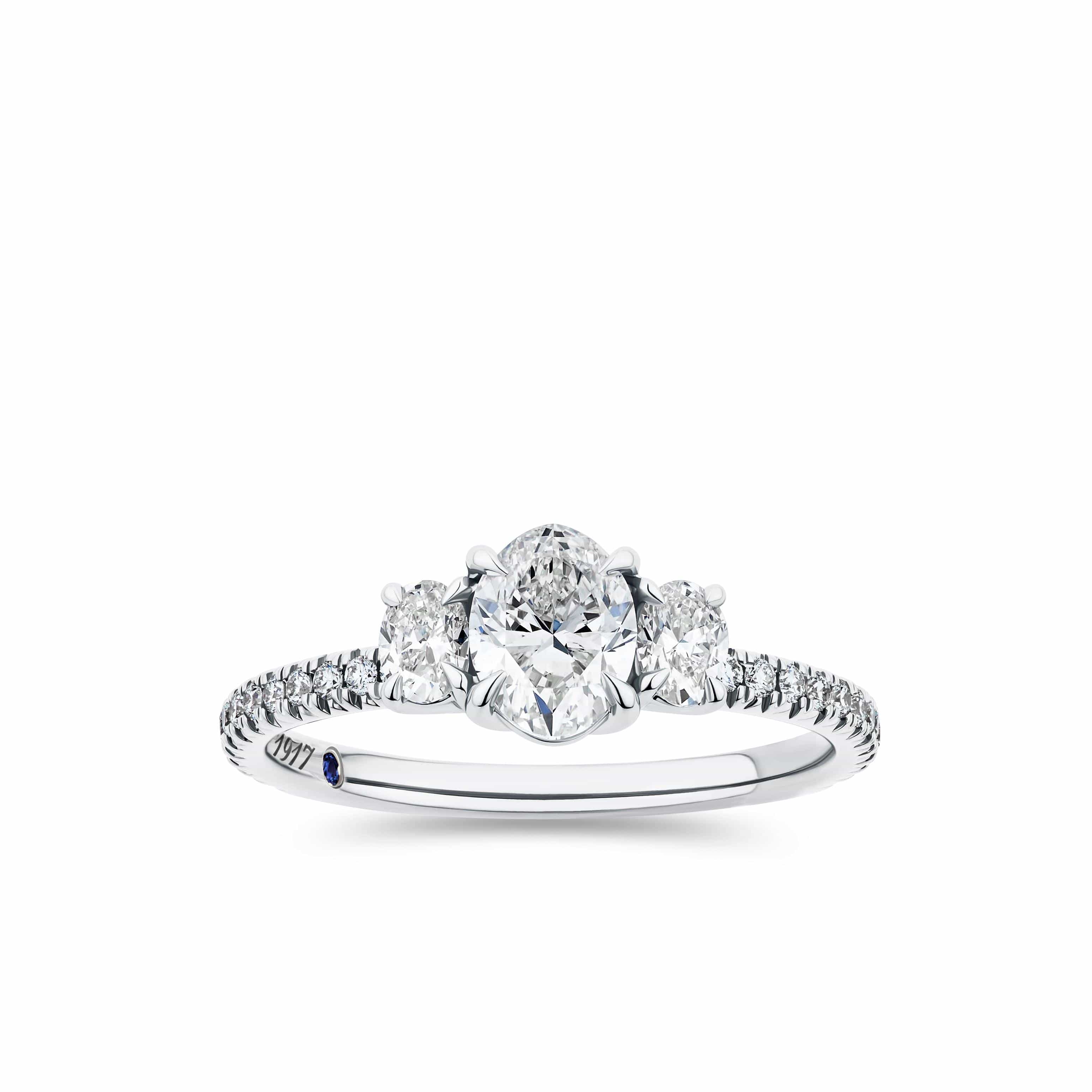 1917™ 1.12ct TW Diamond Three Stone Engagement Ring in 18ct White Gold