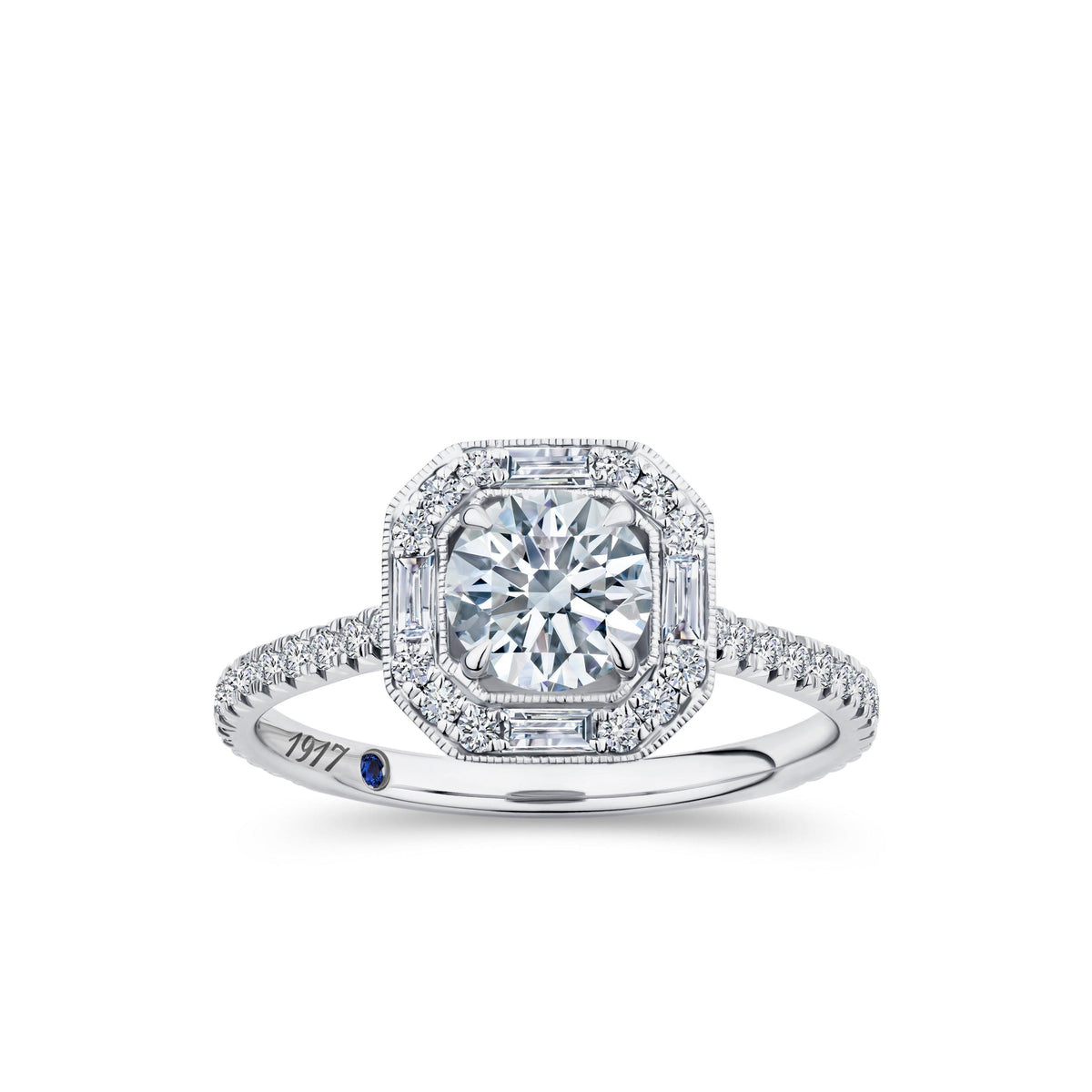 1917™ 1.30ct TW Diamond Vintage Halo Engagement Ring in 18ct White Gold - Wallace Bishop