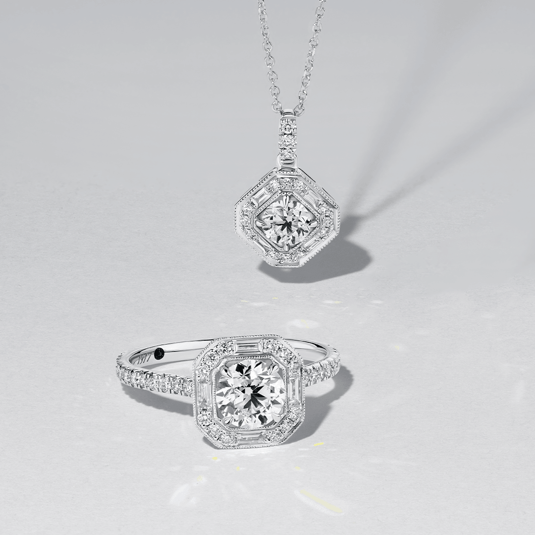 1917™ 1.30ct TW Diamond Vintage Halo Engagement Ring in 18ct White Gold - Wallace Bishop