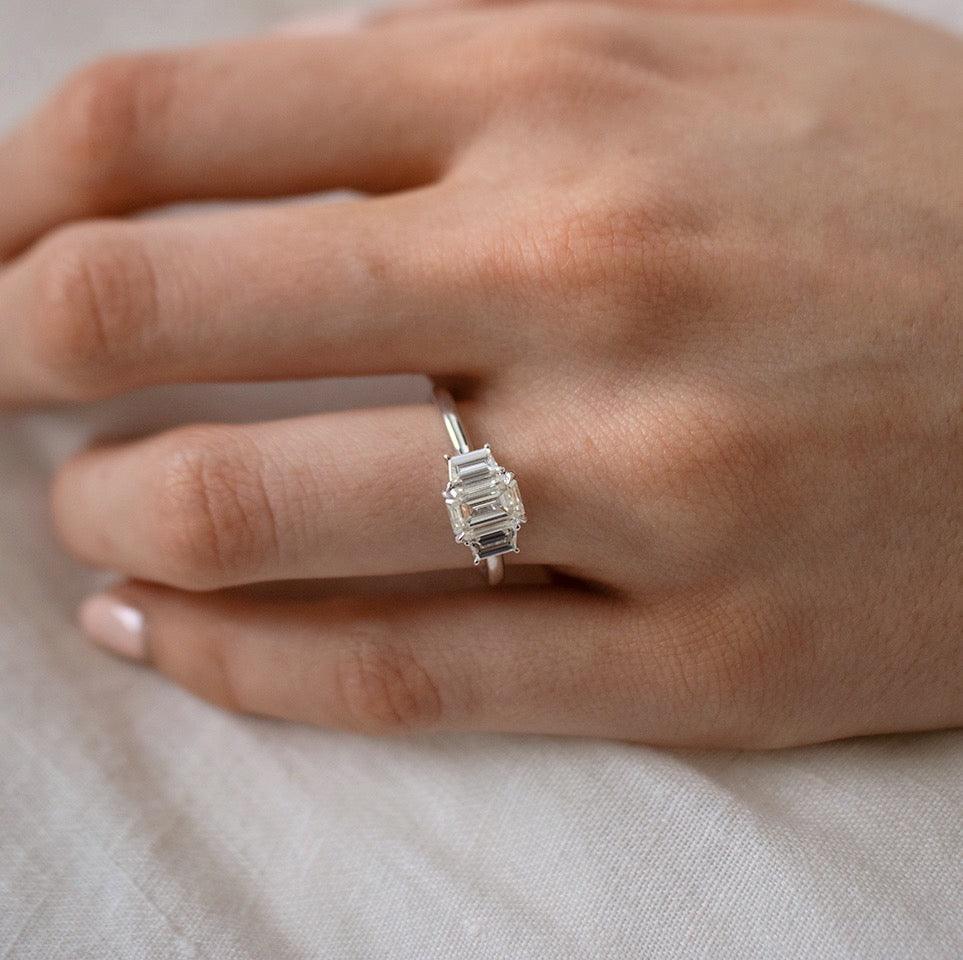 1917™ 1.50ct TW Emerald Trilogy Engagement Ring in 18ct White Gold