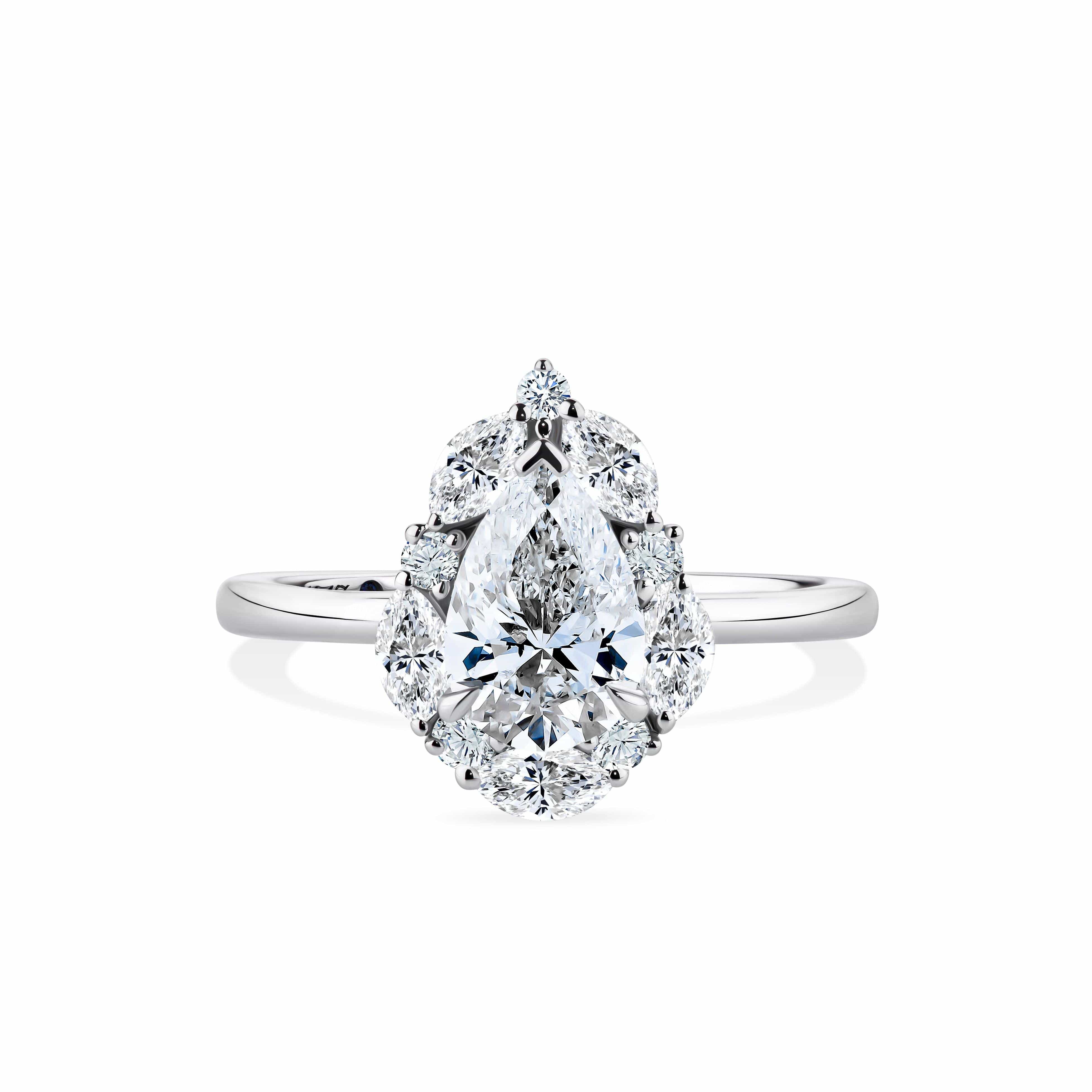 1917™ 1.72ct TW Diamond Vintage Pear Halo Engagement Ring in 18ct White Gold