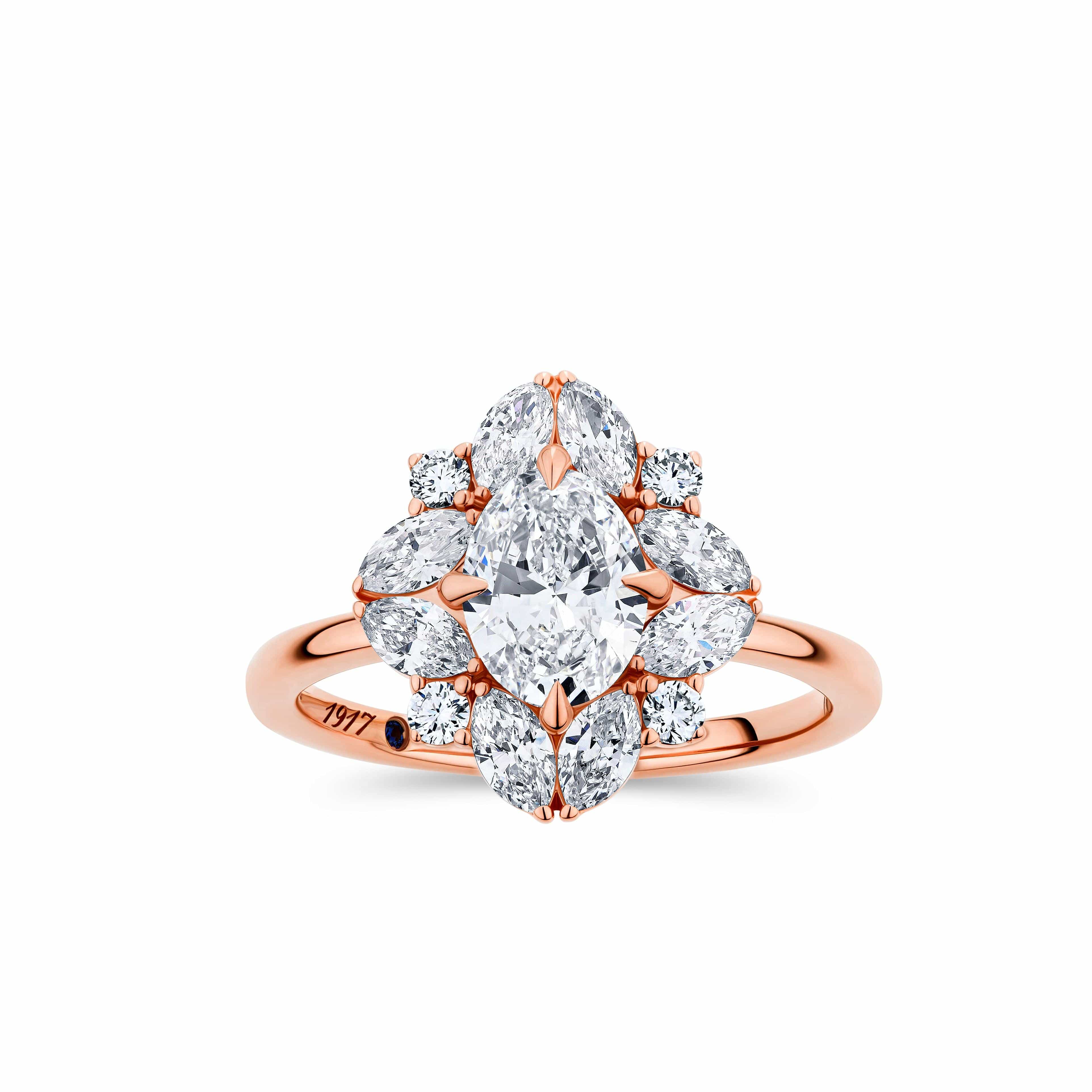 1917™ 1.75ct TW Diamond Vintage Halo Engagement Ring in 18ct Rose Gold