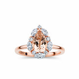 1917™ Morganite & 0.52ct TW Diamond Vintage Pear Halo Engagement Ring in 18ct Rose Gold