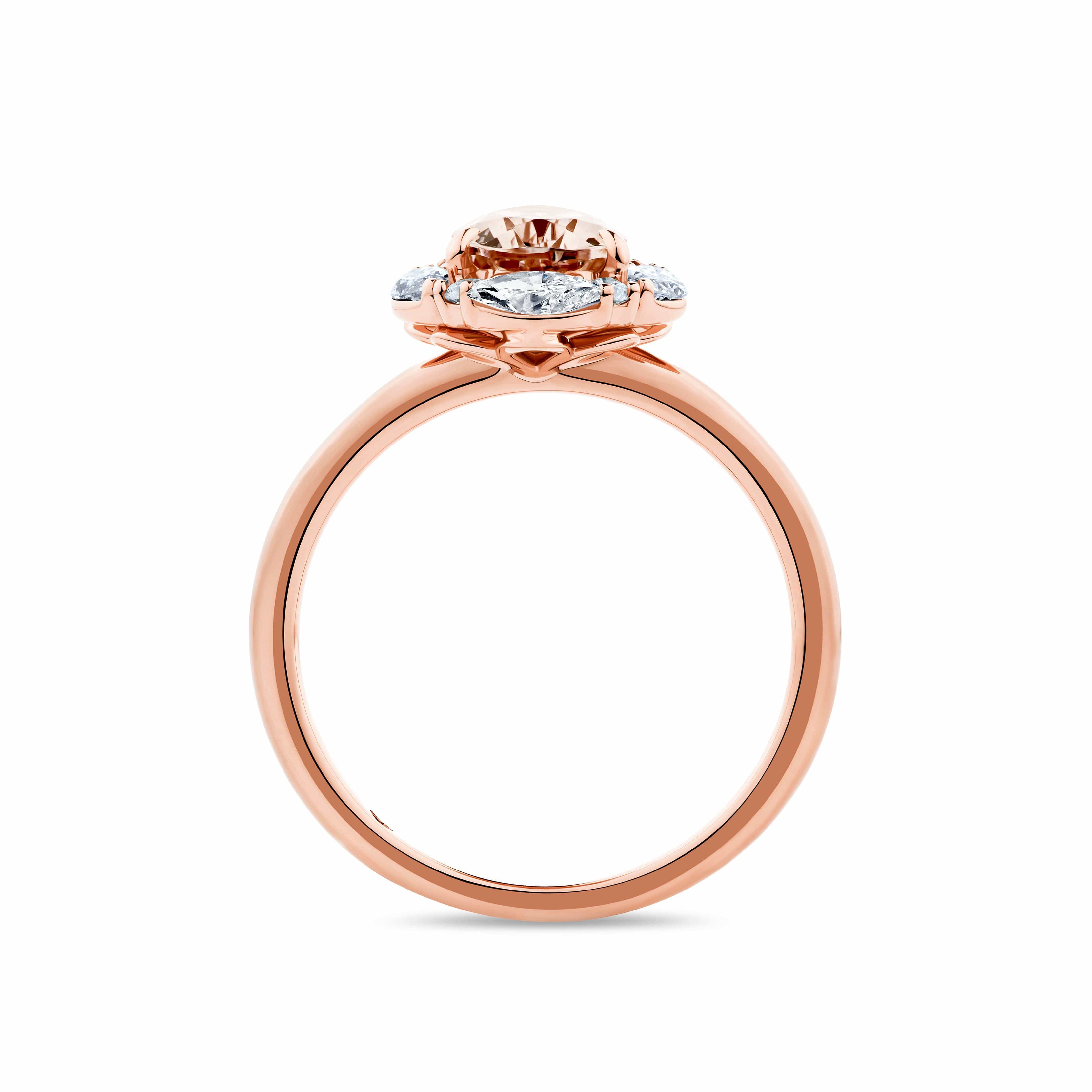 1917™ Morganite & 0.52ct TW Diamond Vintage Pear Halo Engagement Ring in 18ct Rose Gold