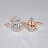 1917™ Morganite & 0.52ct TW Diamond Vintage Pear Halo Engagement Ring in 18ct Rose Gold