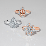 1917™ Morganite & 0.52ct TW Diamond Vintage Pear Halo Engagement Ring in 18ct Rose Gold