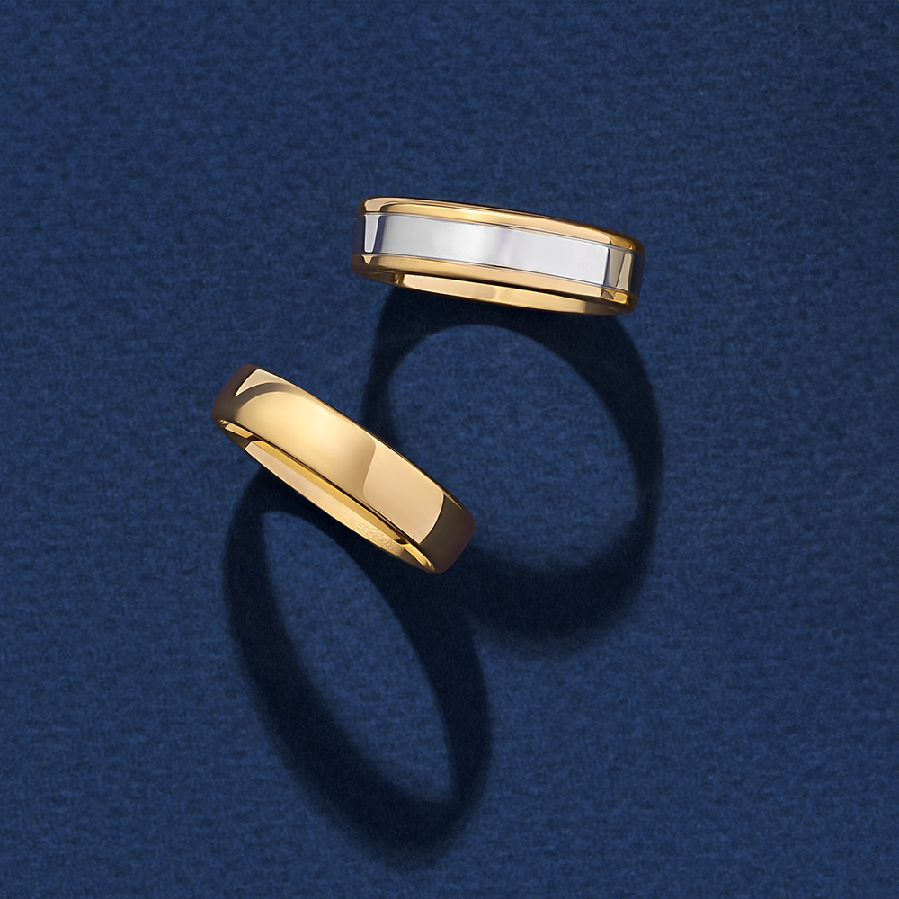 Ezi Pattern Wedding Ring in 9ct White and Yellow Gold