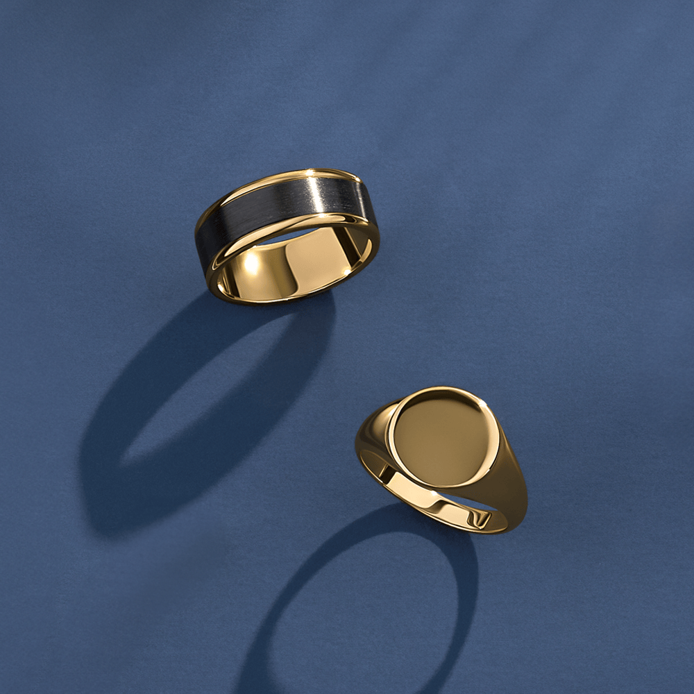 Men's Wedding Band in Zirconium & 9ct Yellow Gold Ring