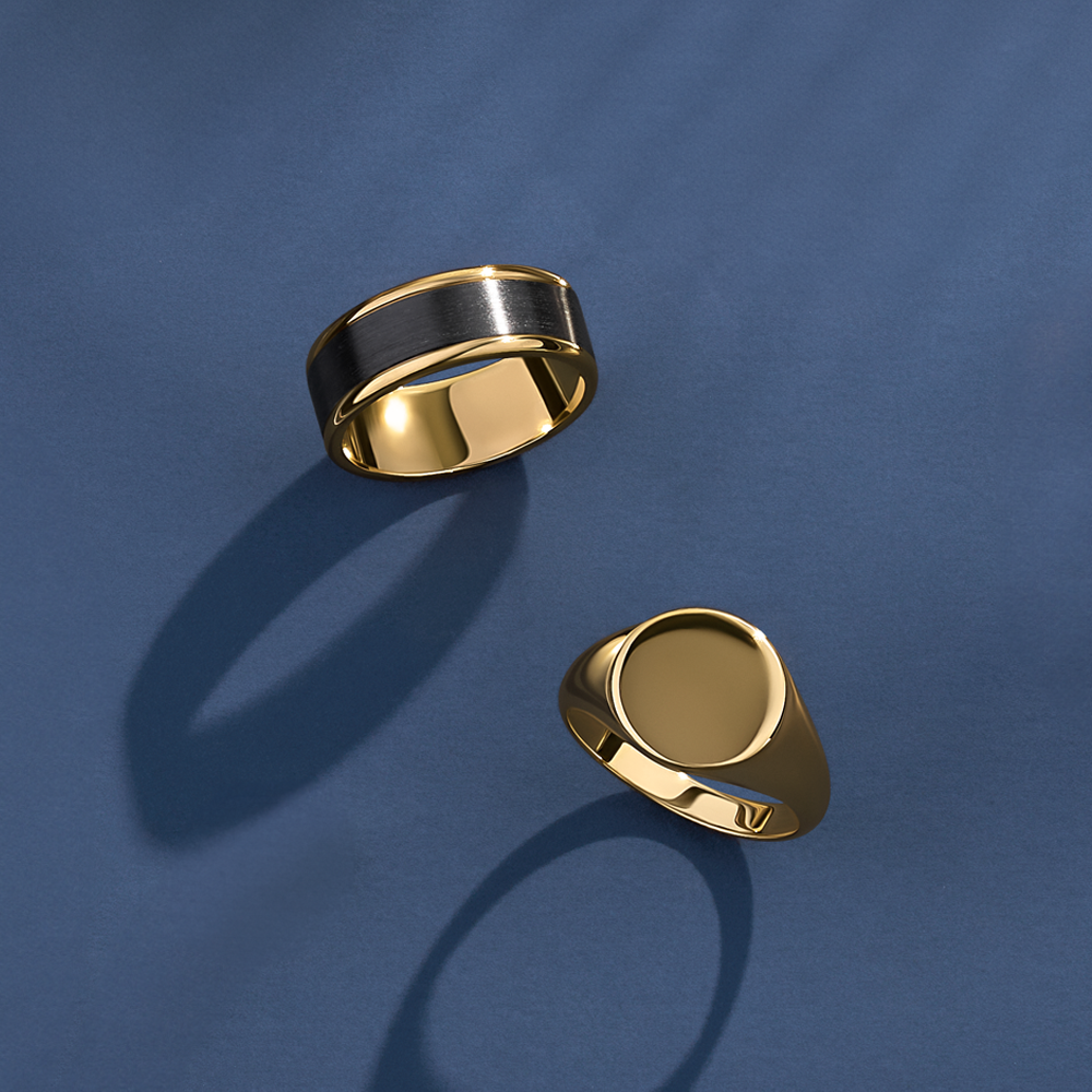 Men's Wedding Band in Zirconium & 9ct Yellow Gold Ring