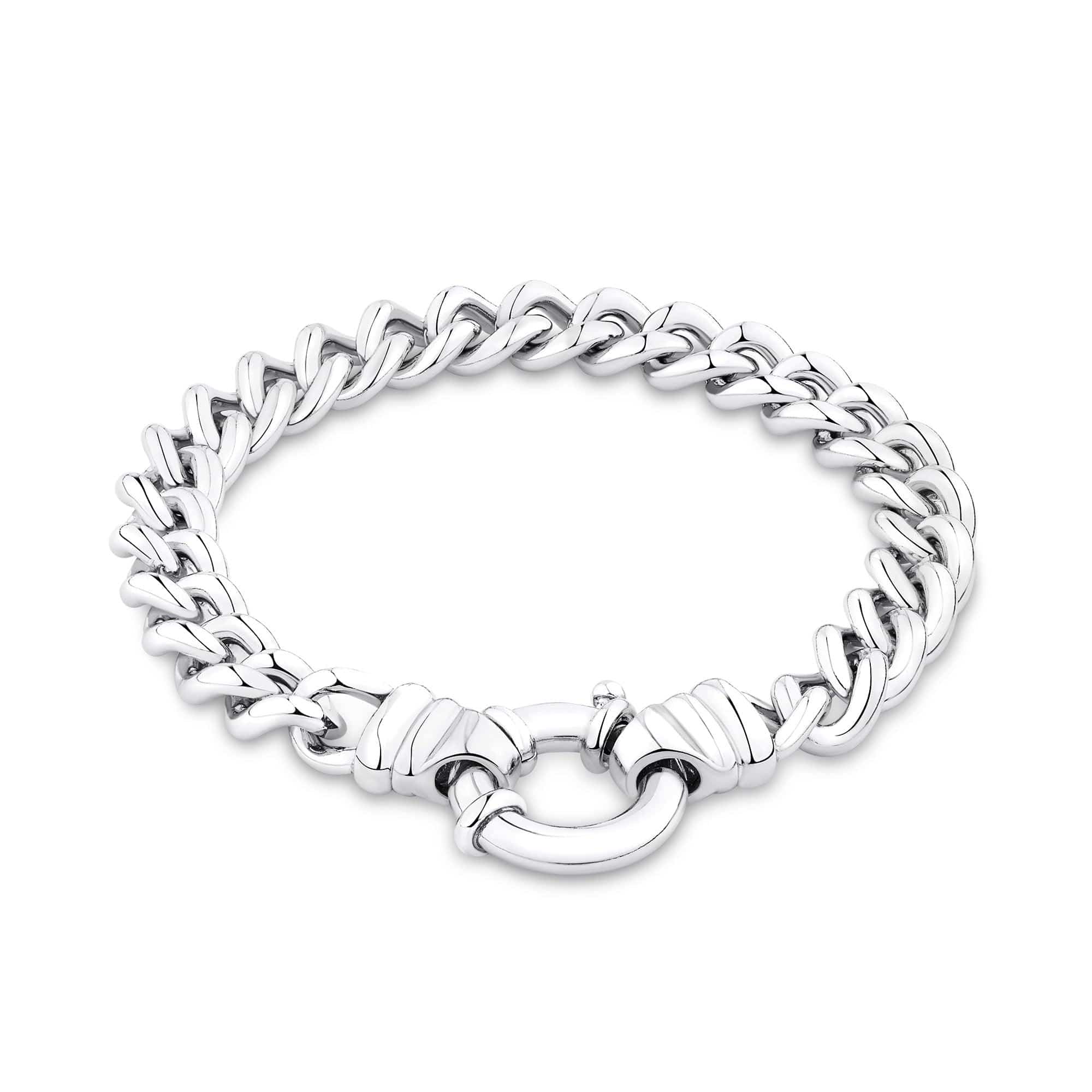 19cm Euro Bolt Curb Link Bracelet in Sterling Silver