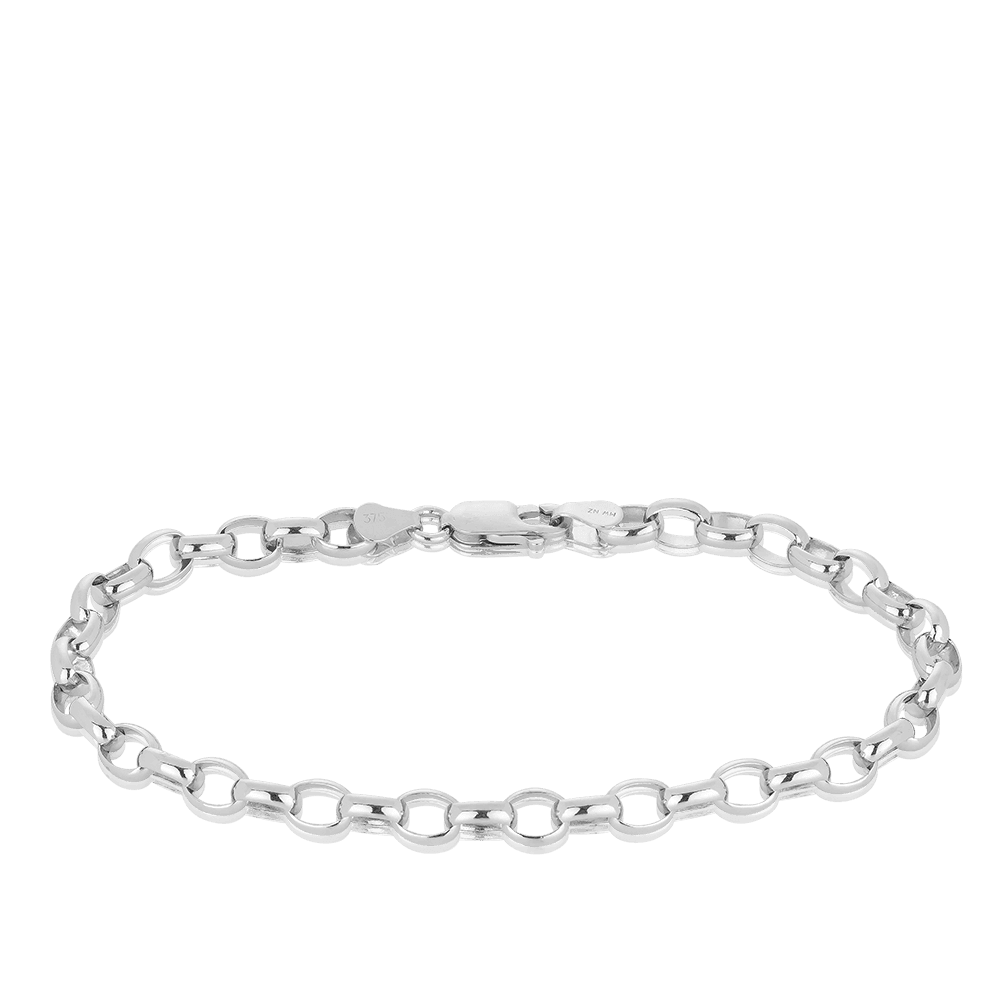 19cm Solid Belcher Link Bracelet in 9ct White Gold