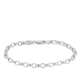 19cm Solid Belcher Link Bracelet in 9ct White Gold