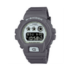 Casio G-SHOCK DW6900HD-8D digital watch with grey resin band, black LCD display, triple graph face, and shock-resistant design.