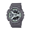 Casio G-SHOCK GA110HD-8A analogue digital watch with grey resin band, layered black dial, and shock-resistant oversized design.