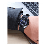 Casio G-SHOCK GSTB600A-1A6 analogue digital solar watch with black resin band, purple dial, stainless steel bezel, and Bluetooth connectivity - on hand