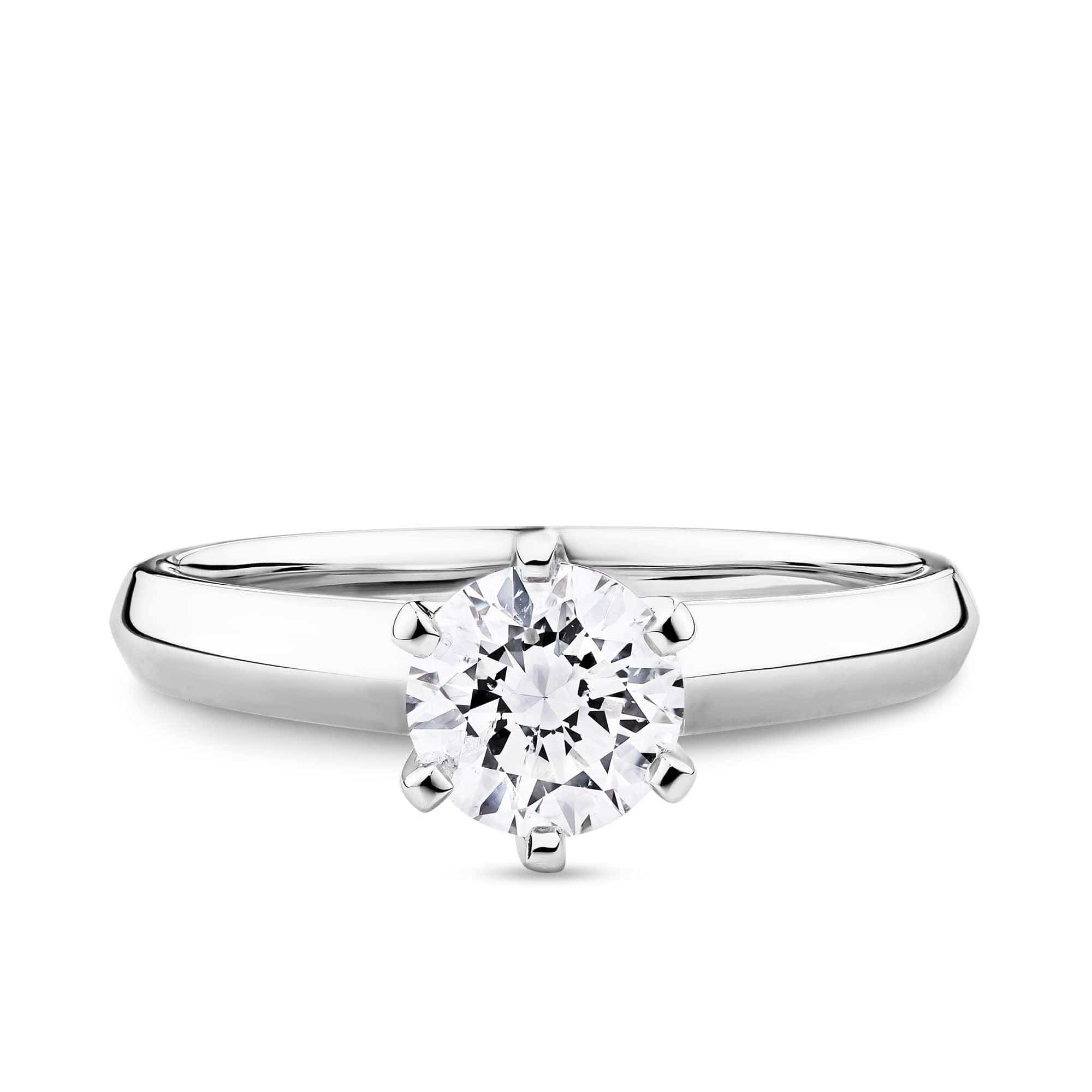 1ct TW Natural Diamond Solitaire Engagement Ring in 18ct White Gold