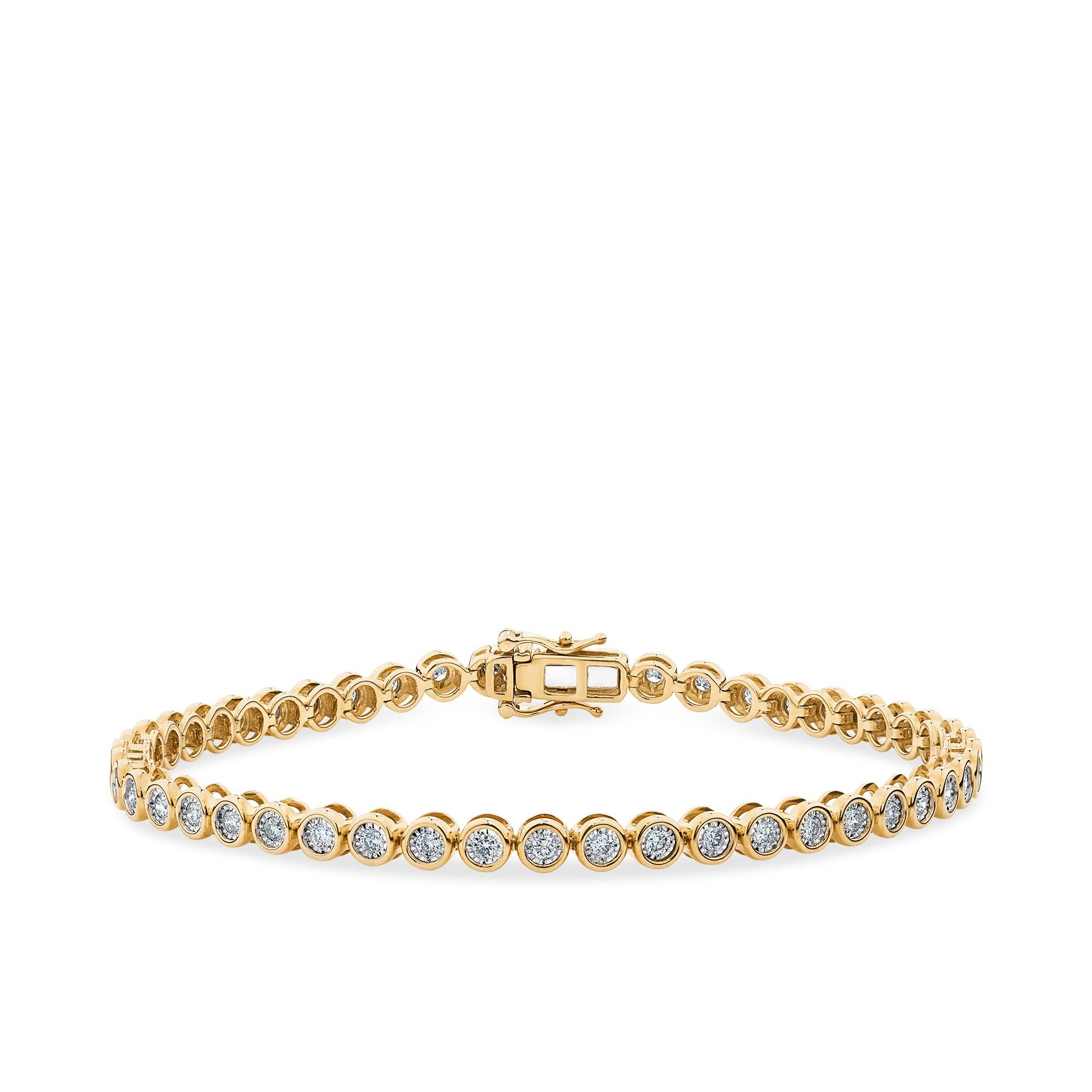 1ct TDW Diamond Tennis Bracelet in 9ct Yellow and White Gold