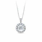 1ct TW Dancing Diamond Halo Pendant in 18ct White Gold