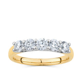 1ct TW Diamond Five Stone Engagement Ring in 18ct Yellow and White Gold