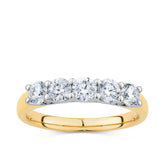 1ct TW Diamond 5 Stone Engagement Ring in 18ct Yellow and White Gold - Wallace Bishop