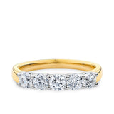 1ct TW Diamond Five Stone Engagement Ring in 18ct Yellow and White Gold