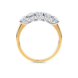 1ct TW Diamond Five Stone Engagement Ring in 18ct Yellow and White Gold