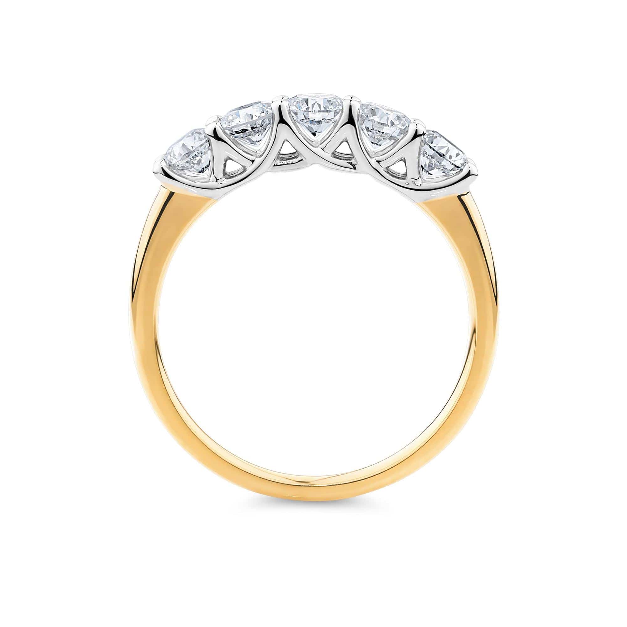 1ct TW Diamond Five Stone Engagement Ring in 18ct Yellow and White Gold
