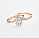 1.00ct TW Diamond Halo Engagement & Wedding Bridal Set in 9ct White & Rose Gold