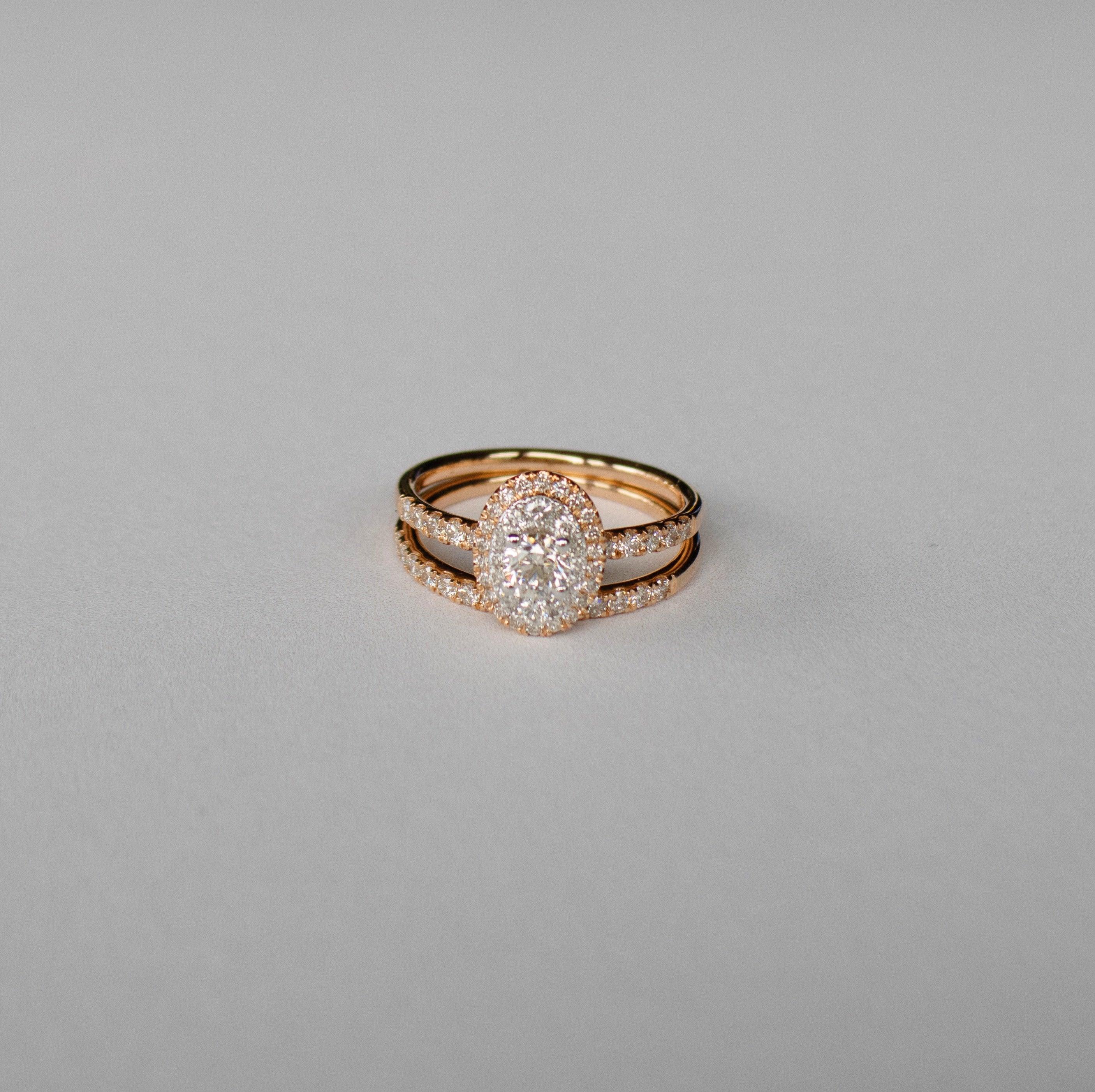1.00ct TW Diamond Halo Engagement & Wedding Bridal Set in 9ct White & Rose Gold