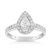 1.00ct TW Diamond Pear Halo Engagement Ring in 18ct White Gold