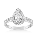 1.00ct TW Diamond Pear Halo Engagement Ring in 18ct White Gold
