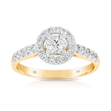 1ct TW Diamond Round Halo Engagement Ring in 18ct Yellow Gold - Wallace Bishop