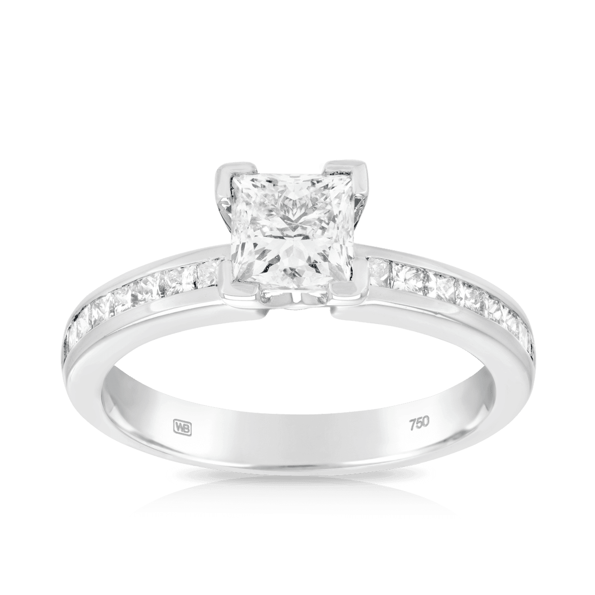 1.00ct TW Diamond Princess Cut Engagement Ring in 18ct White Gold