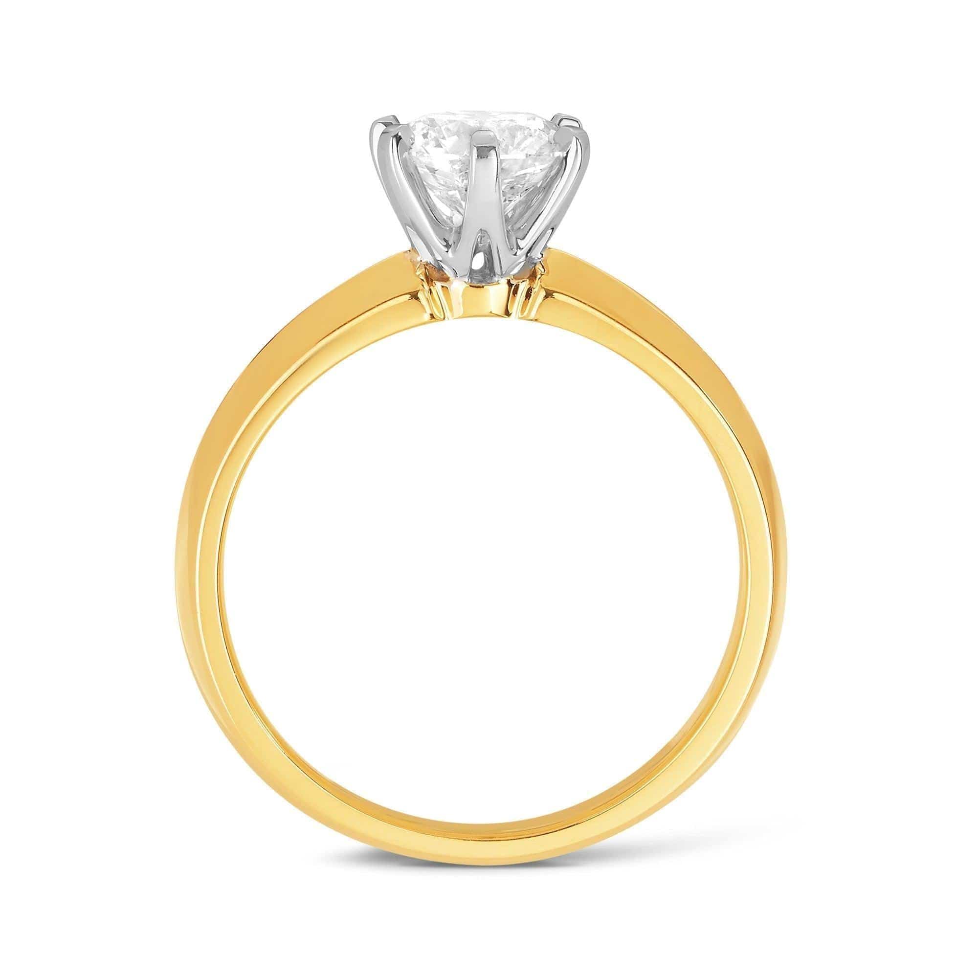1ct Diamond Solitaire Engagement Ring in 18ct Yellow & White Gold