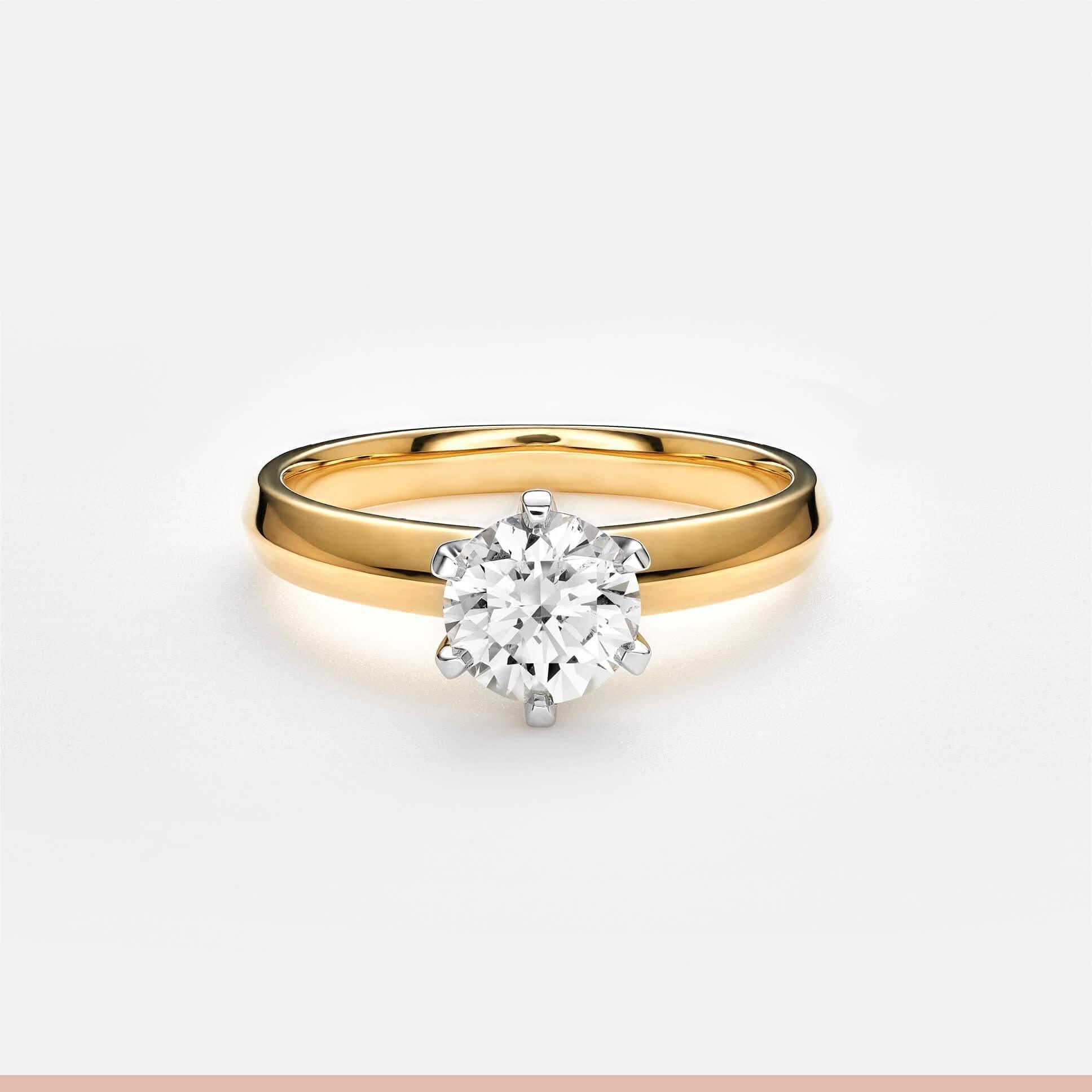 1ct Diamond Solitaire Engagement Ring in 18ct Yellow & White Gold