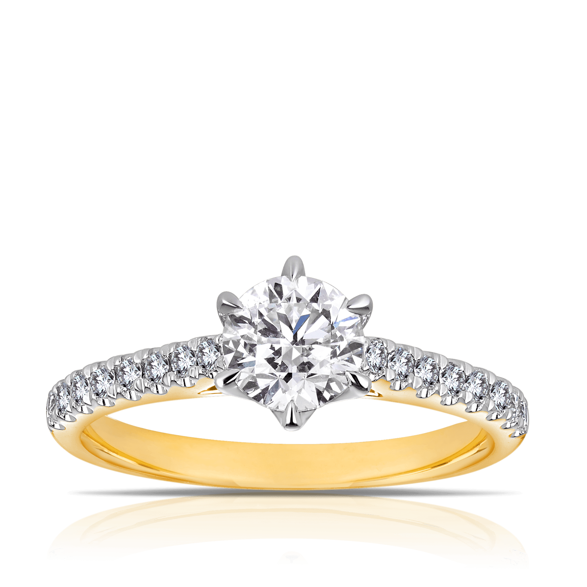 1.00ct TW Diamond Solitaire Engagement Ring in 18ct Yellow & White Gold